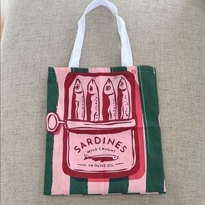 Pink and Green Sardines Tote Bag